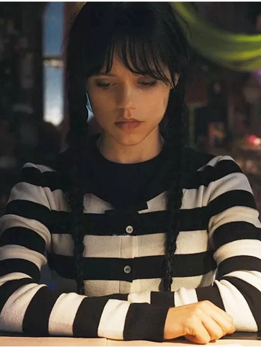 Ladies Black & White Sweater, size small Wednesday Addams cardigan striped